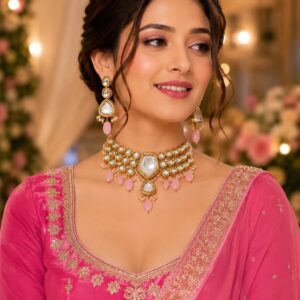 Kundan Necklace (Blush Pink)