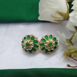 kundan studs green