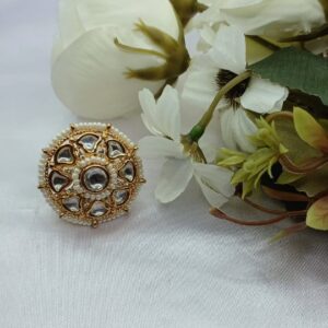 pearl and kundan ring