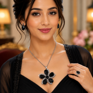 black glass stone necklace