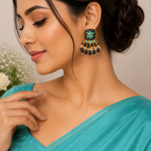 Meenakari Studs with Crystal Drop