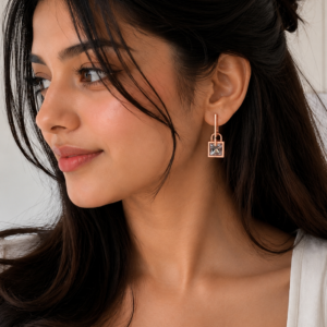 Rose Gold Western Earrings ( lock design)