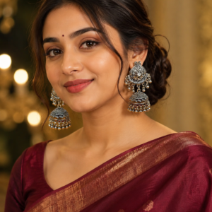 Oxidised Long Earrin...