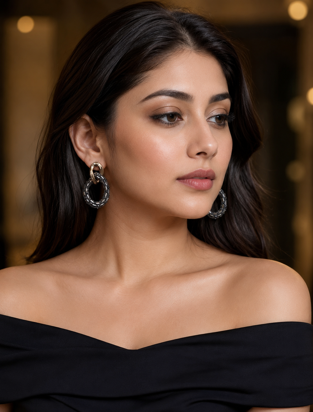 twisted model wearing western twisted earring